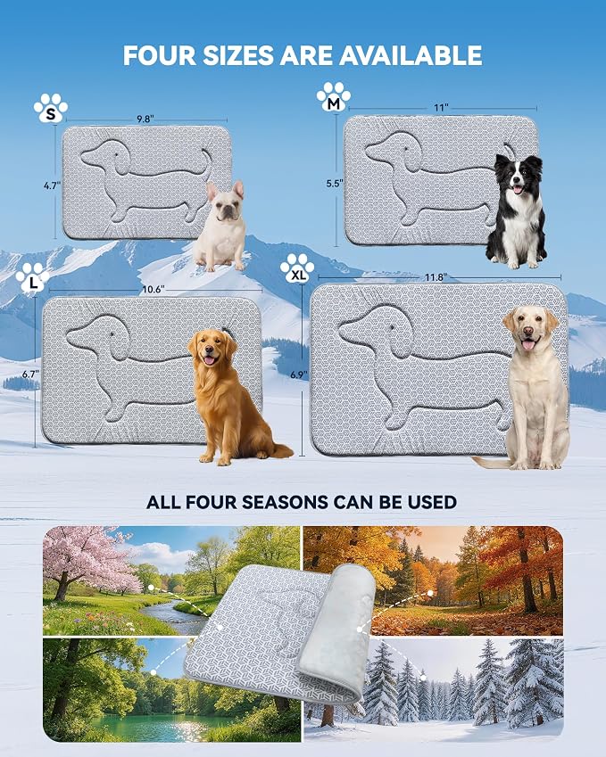 Cooling Mat for Dogs, Large Dog Bed & Dog Cooling Pad, Waterproof Pet Cooling Mat with Breathable Foam, Instant Relief for Dogs & Cats, Grey 36"x27"
