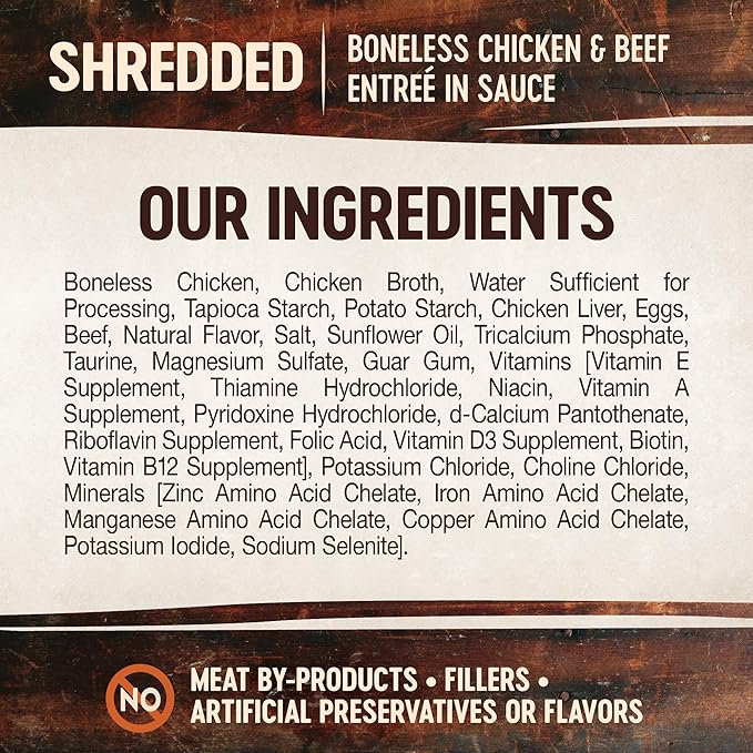 Wellness CORE Signature Selects Shredded Adult Canned Wet Cat Food, Natural, Protein Rich, Grain Free, Chicken and Beef Entrée Recipe, 2.8 oz, Pack of 12 Cans