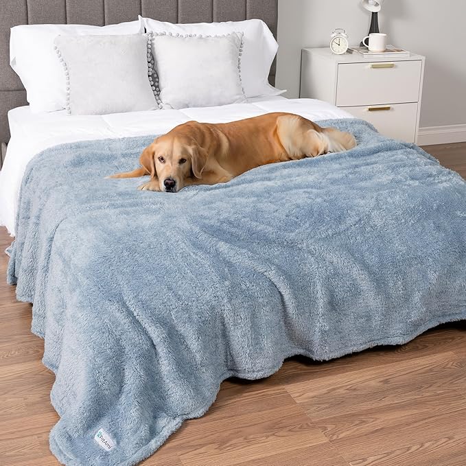 PETAMI Fluffy Fleece CAT and Dog Throw Blanket, Blue, X-Large