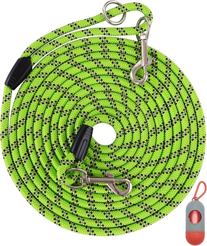 Heavy Duty Dog Leash for Large, Medium, Small Dogs - 10FT/16FT/30FT/50FT/100FT, Reflective Threads for Night Walking, Playing, Camping, or Yard