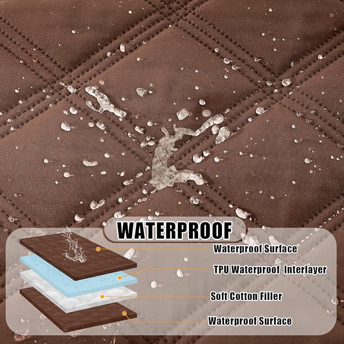 Smiry Waterproof Dog Bed Cover Blanket 30x53, Soft Reversible Pet Blanket, Washable Leakproof Cats Dogs Couch Cover for Sofa, Couch, Furniture, Brown/Brown