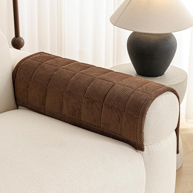 Velvet Couch Covers for Sectional Sofa Washable, Non-Slip L Shaped Sectional Couch Cover, Soft Pet Couch Covers for Sofas, Furniture Slipcovers for Single Sofa(1PC,35"x35",Dark Brown)