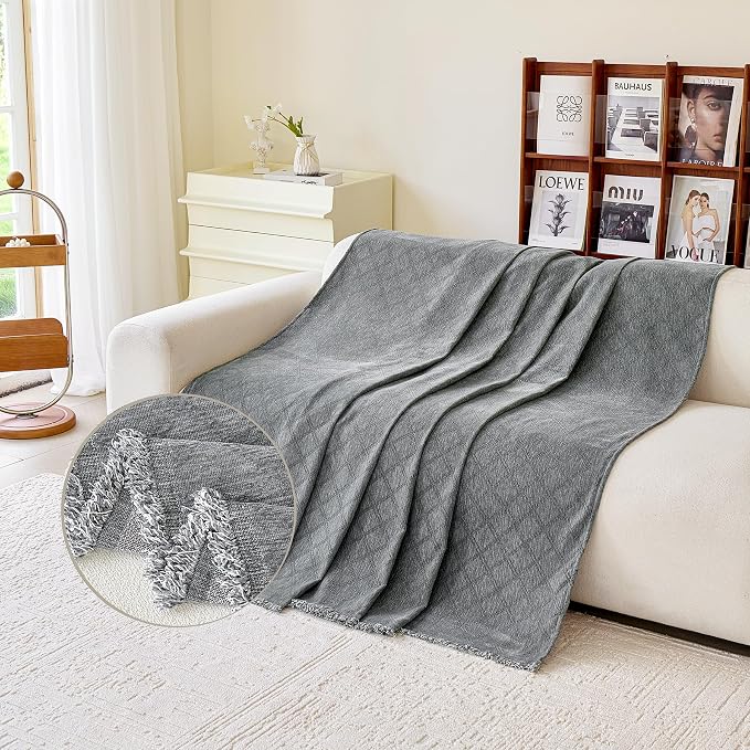 VANJOROY Grey Oversized Couch Sofa Cover for 3-4 Cushion 91"x 150" Sectional Sofa L-Shape -Washable Chenille Couch Cover for Dogs Pets, Couch Cover Protector Soft Sofa Slipcovers