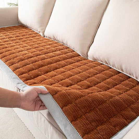 Couch Cover for Dogs Washable,Anti-Slip Back Cat Mat Pet Pad Blanket for Furniture Protector,Fuzzy Pet Sofa Cover for 3 Cushion Couch Sofa Pets Friendly (Curry, 1pc/27.6"x82.7"/Seat Cover)