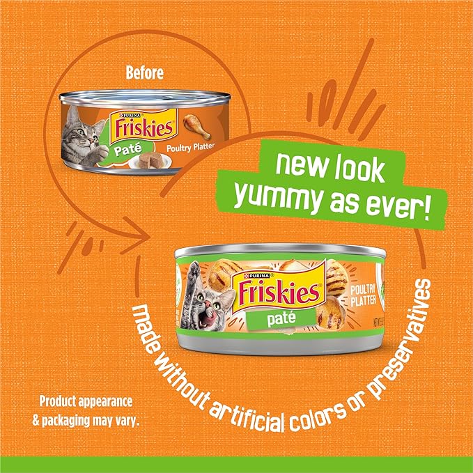 Friskies Purina Wet Cat Food Pate, Poultry Platter - 5.5 oz. Cans (Pack of 48)
