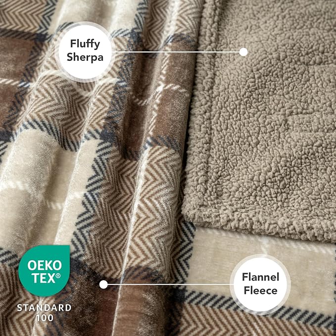 PetAmi Waterproof Dog Blanket for Couch, Pee Proof Sherpa Fleece Reversible Pet Throw, Furniture Protector for Bed Sofa Kennel, Soft Washable Cover for Small Medium Dog Puppy Cat, 29x40 Plaid Taupe