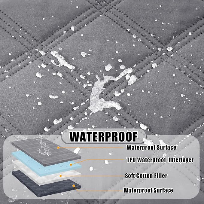Smiry Waterproof Dog Bed Cover Blanket 82x102, Soft Reversible Pet Blanket, Washable Leakproof Cats Dogs Couch Cover for Sofa, Couch, Furniture, Grey/Dark Grey