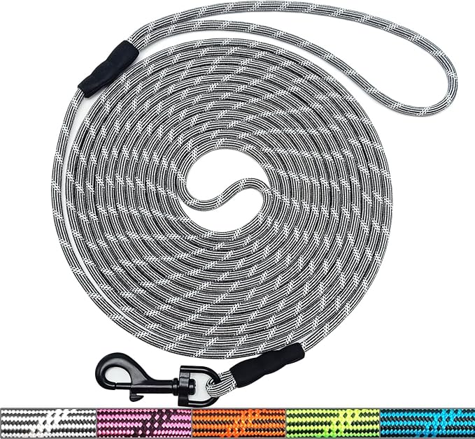 WYuZe Reflective X-Small Dog Leash 6/10/15 FT, Thin 1/5" Lightweight Rope Leash for Puppy Training, Walking Leads for Cats Chihuahua Maltese Small Pets Up to 15lb (10FT, Black)