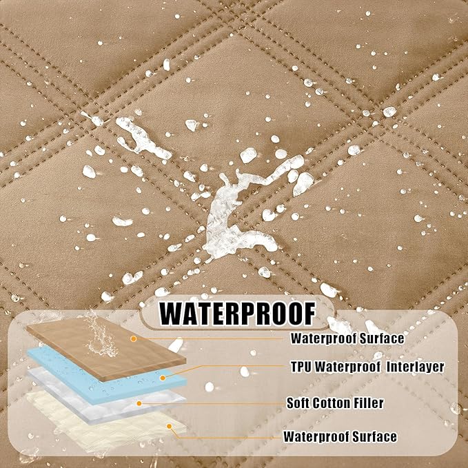 Smiry Waterproof Dog Bed Cover Blanket 30x95, Soft Reversible Pet Blanket, Washable Leakproof Cats Dogs Couch Cover for Sofa, Couch, Furniture, Lattice, Camel/Beige