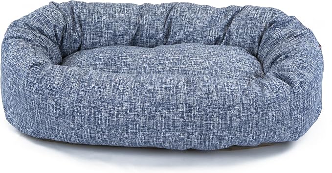 Majestic Pet 24 Inch Bagel Calming Dog Bed Washable – Cozy Soft Round Dog Bed with Spine Support for Dogs to Rest Their Head - Fluffy Donut Puppy Mat 24x19x7 (Inch) Small – Blue
