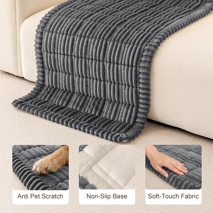 MEETSKY Couch Cover for Sofa, Non Slip Washable Couch Covers for 2 Cushion Couch Sofa Pet Friendly, Soft Sofa Cover for Love Seats, Dog Mat for Couches, Dark Grey, 27.6" x 59"