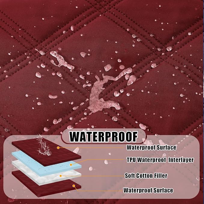 Smiry Waterproof Dog Bed Cover Blanket 40x70, Soft Reversible Pet Blanket, Washable Leakproof Cats Dogs Couch Cover for Sofa, Couch, Furniture, Wine Red/Wine Red