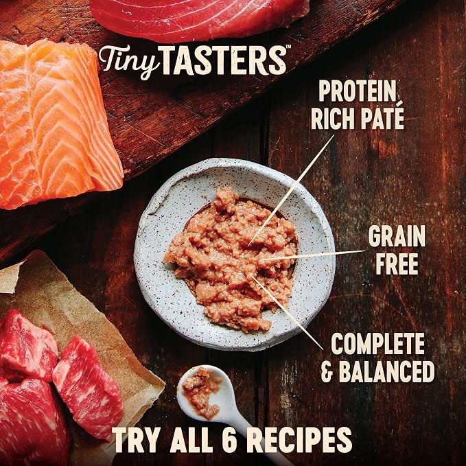 Wellness CORE Tiny Tasters Pate Adult Wet Cat Food, Natural, Protein Rich, Grain Free, Tuna and Salmon Recipe, 1.75 oz, Pack of 12 Pouches