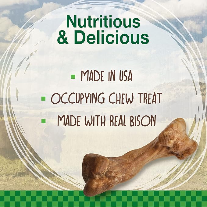 Nylabone Healthy Edibles Wild Natural Dog Chews, Long Lasting Bones for Dogs, Bison Flavor Dog Treats, Medium (10 Count)