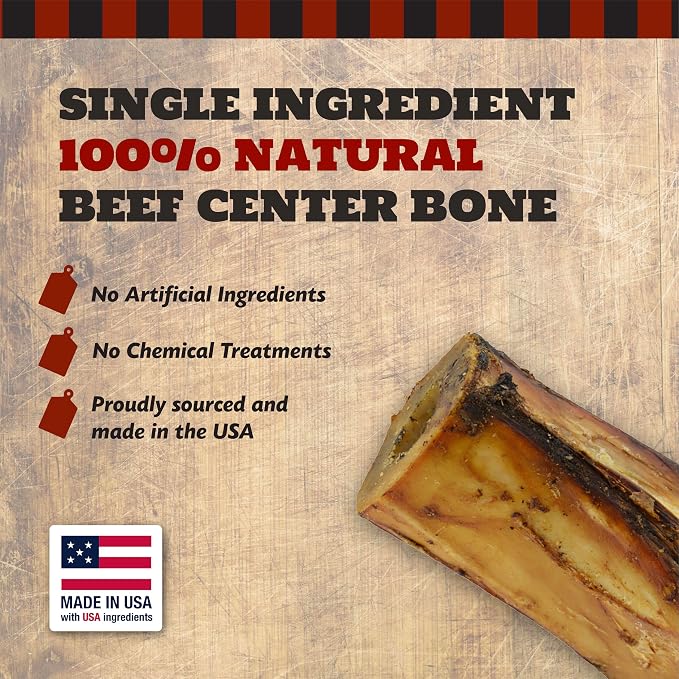 THE COUNTRY BUTCHER 4" Beef Marrow Dog Bones for Aggressive Chewers, Large and Medium Breed Dog Treat, Natural, Tough, Chew Toy, Made in the USA, 3 Count