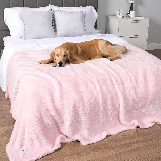 PETAMI Fluffy Fleece CAT and Dog Throw Blanket, Pink, X-Large