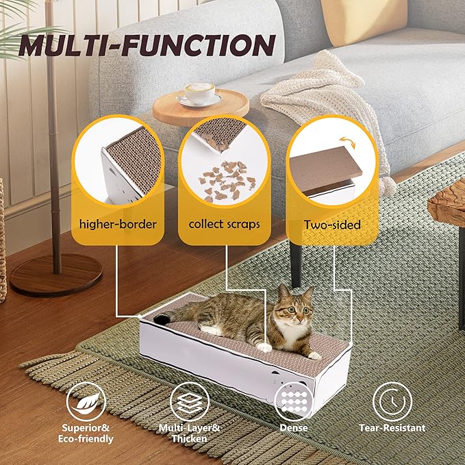 Smartbean Cat Scratcher, 17.3"L x 7.9"W x 4.7"H, Reversible Design for Double Service Life