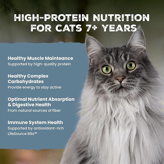 Blue Buffalo Wilderness with Chicken Natural High-Protein Grain-Free Dry Food for Adult Cats 7+, Real Chicken First, Antioxidant-Rich LifeSource Bits Support Immunity in Senior Cats, 5 lbs.
