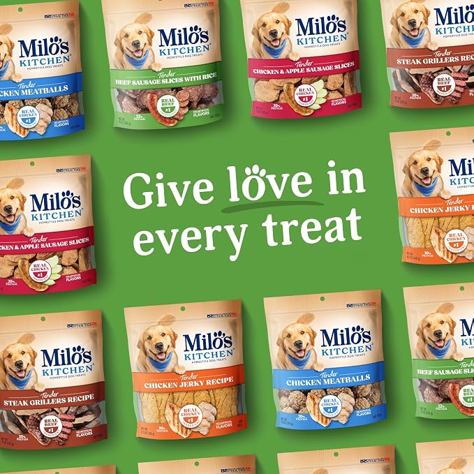 Milo's Kitchen Beef Sausage Slices with Rice Dog Treats, 18 Ounce (Pack of 4)