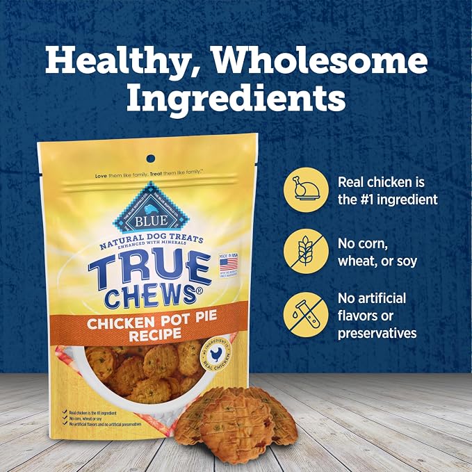 Blue Buffalo True Chews Dog Treats Made in the USA with Natural Ingredients Chicken Pot Pie, (Pack of 6)