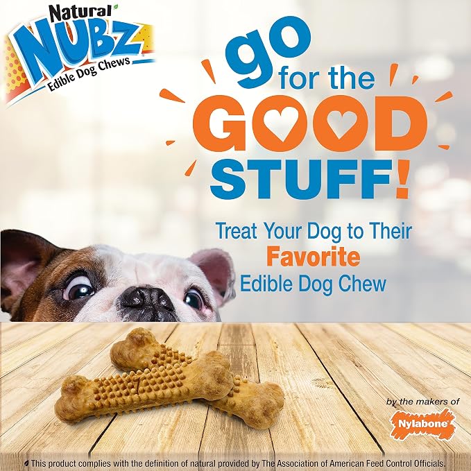 Nylabone Nubz Wild Natural Dog Chew Treats for Small Dogs, Long Lasting Dog Chew Bones Made in USA, Bison Flavor, Small Dog Bones for Dogs Up to 25 lbs. (12 Count)