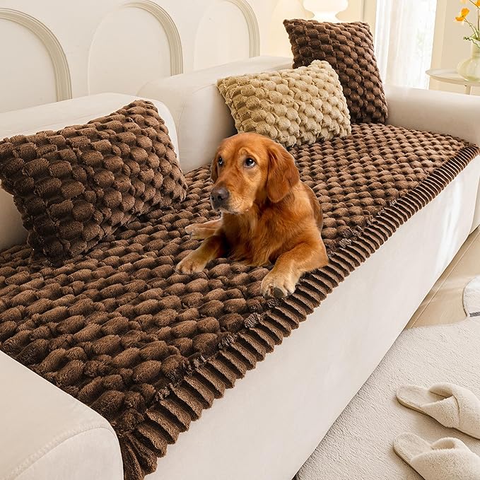Mivnue Pet Couch Cover Dogs Washable Sofa Protector Non Slip Fuzzy Couch Pads Pet Friendly Dog Mat for Couches and Sofas