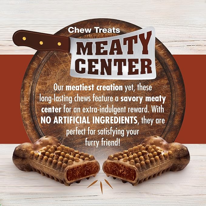 Nylabone Healthy Edibles Natural Dog Chews Long Lasting Meaty Center Beef Flavor Treats for Dogs, Small (12 Count) (Pack of 2)