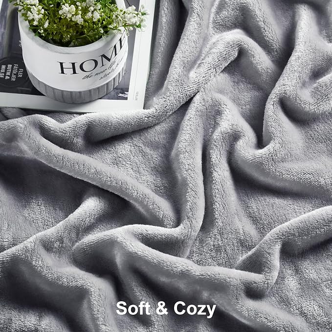 DREAMNINE Pack of 10 Soft Fuzzy Fleece Throw Blanket for Couch Sofa 50" x 60", Decorative Solid Lightweight Velvet Blankets for Chair, Cozy Accent Shaggy Plush Flannel Blanket for Bedroom, Grey