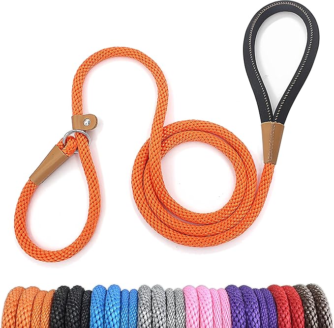 lynxking Dog Leash Slip Lead 5 6 8 FT Dog Training Leash Strong Heavy Duty Braided No Pull Training Lead for Small Medium Large Dogs