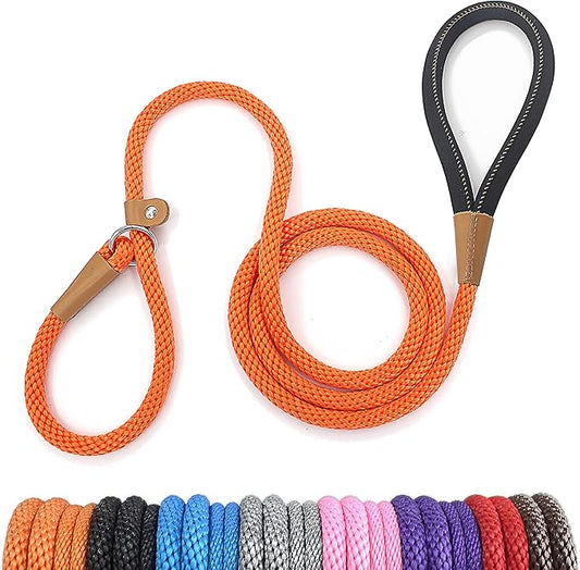 lynxking Dog Leash Slip Lead 5 6 8 FT Dog Training Leash Strong Heavy Duty Braided No Pull Training Lead for Small Medium Large Dogs