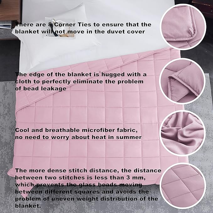 L'AGRATY Weighted Blanket - 80"x87" 20lbs Cooling Breathable Heavy Blanket Microfiber Material with Glass Beads for Adult All-Season Summer Fall Winter Soft Thick Comfort