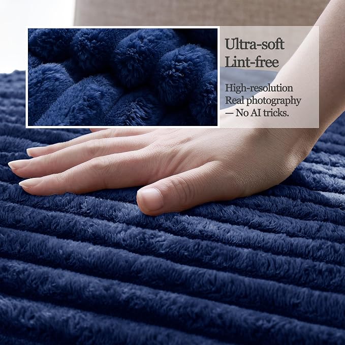 Dual Non-Slip Couch Cover for Dogs Waterproof, Fuzzy Soft Pet Couch Covers for Sofa 3 Cushion, Pet Friendly Soft Dog Bed Covers Sofa Cover Washable (Navy Blue, 33" x 95" 1 Pack)
