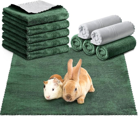 SmoothNovelty 5 Pcs Waterproof Guinea Pig Blankets Washable Small Animal Pee Pad Pet Blanket Sleep Bedding Mats Absorbent Guinea Pig Cage Liner Reusable Pet Sleep Pad(Dark Green,18" X 24",Classic)