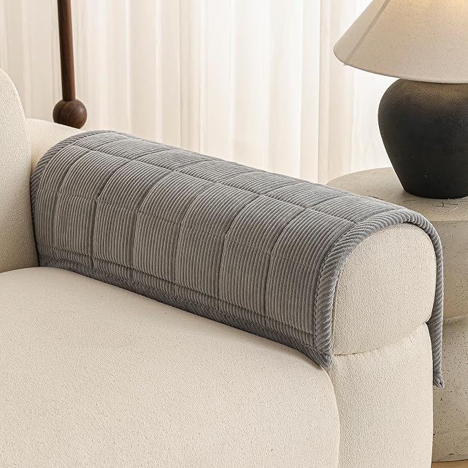 Velvet Couch Covers for Sectional Sofa Washable, Non-Slip L Shaped Sectional Couch Cover, Soft Pet Couch Covers for Sofas, Furniture Slipcovers for Single Sofa(1PC,35"x35",Light Grey)