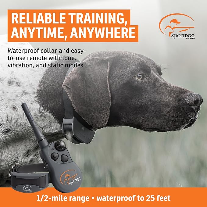 SportDOG SportHunter 825X Remote Dog Training Collar - 1/2 Mile Range, 21 Static Levels, Tone & Vibration, No-Look Dial, DryTek Waterproof, Up to 70 Hrs Battery Life, Expandable to 3 Dogs