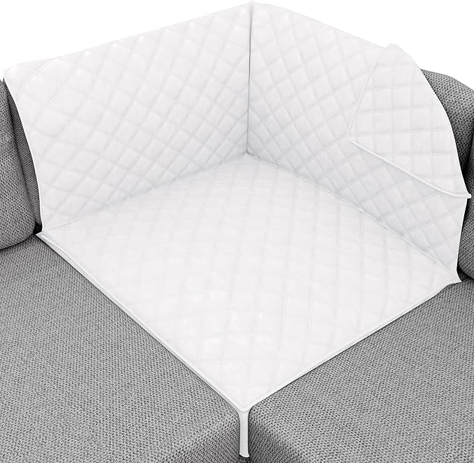 Sofa Shield® Couch Sectional Covers for Dogs, Reversible Furniture Protector with Strap, Stain and Tear Resistant Cushion Cover, 30x30 inch Seat, Machine Washable Slipcover Pets, Cats, White