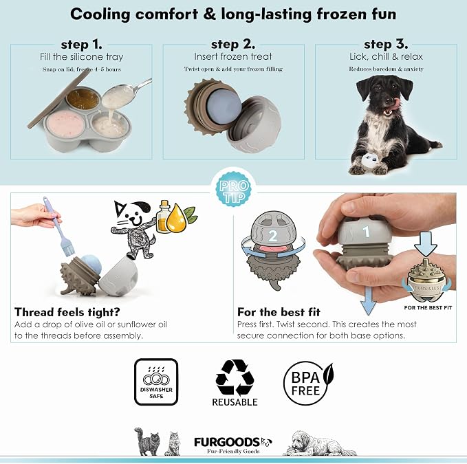 FURSICLE Reinforced Pro. Frozen Dog Treat Toy Ball | Interactive Enrichment Dispenser | Freezable Ice Licking Feeder Keeps Dogs Busy & Calm | Mental Stimulation & Boredom Buster