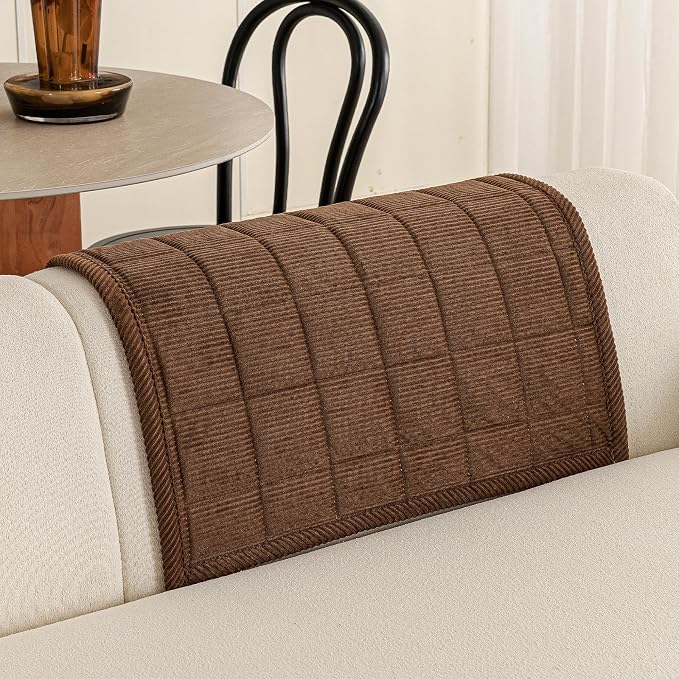 Velvet Couch Covers for Sectional Sofa Washable, Non-Slip L Shaped Sectional Couch Cover, Soft Pet Couch Covers for Sofas, Furniture Slipcovers for Single Sofa(1PC,35"x35",Dark Brown)