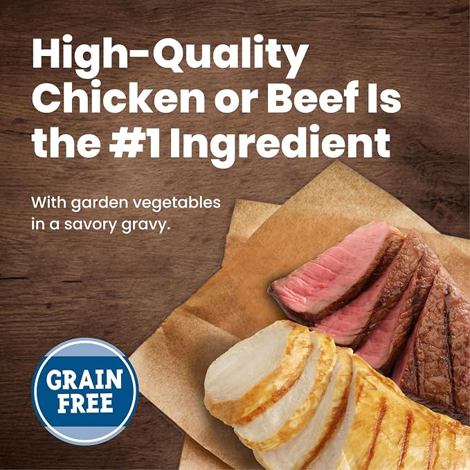 Blue Buffalo Blue’s Stew Variety Pack Hearty Beef & Country Chicken Stew Natural Grain Free Wet Dog Food with Real Meat in Thick Savory Gravy, Natural Ingredients, 12.5-oz Cans (6 Count)