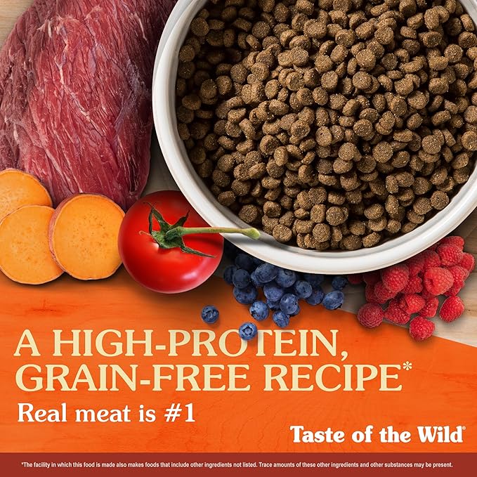 Taste of the Wild High Prairie Canine Grain-Free Recipe with Roasted Bison and Venison Dry Dog Food for Puppies, Made with High Protein from Real Meat and Guaranteed Nutrients and Probiotics 5lb
