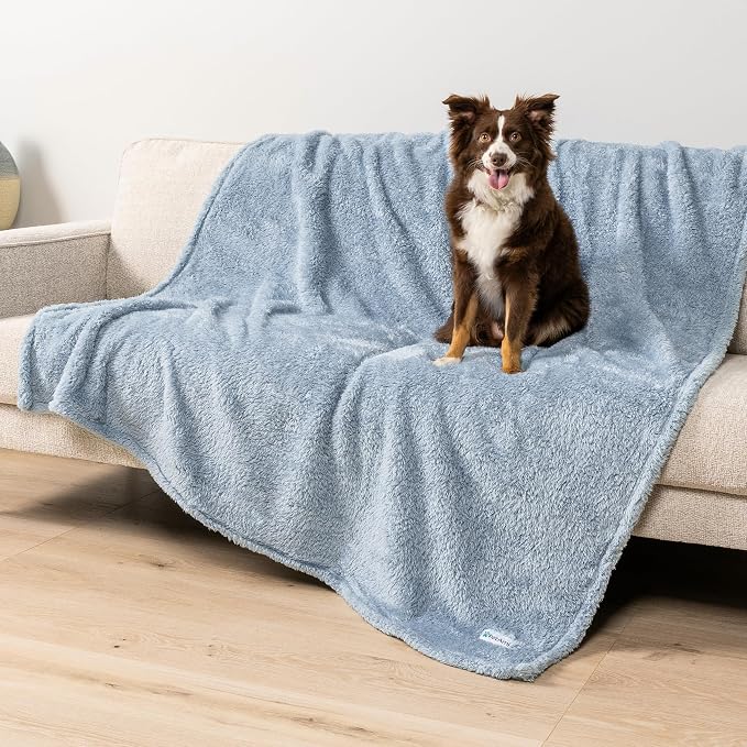 PETAMI Fluffy Fleece CAT and Dog Throw Blanket, Blue, X-Large