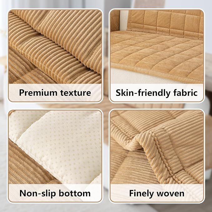 Premium Washable Couch Cover for Dogs, Non Slip Sectional Sofa Protector for L Shape Couch,Dog Couch Cover for Waterproof(1PC/27.6"x80",Khaki)