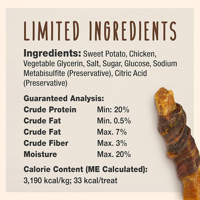 Cadet Gourmet Sweet Potato & Chicken Dog Treats Wraps - Healthy & Natural Chicken & Sweet Potato Dog Training Treats for Small & Large Breeds - Inspected & Tested in USA (28 oz.)