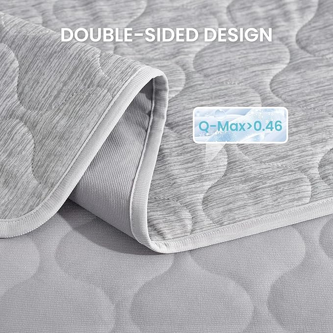 Cozy Bliss Deluxe Leakproof Cooling Blanket for Dogs with Q-Max 0.5, Sofa Topper & Couch Protector for Pet, Soft & Durable Washable Pet Cooling Mat for Hot Weather, Silver Grey, 30"x70"
