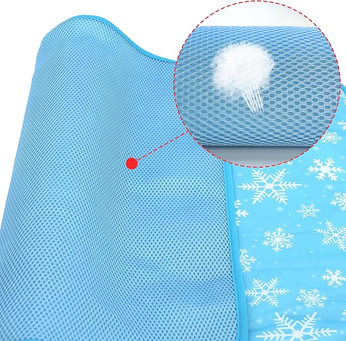 NACOCO Summer Pet Cooling Mat - Cat Dog Cushion Pad Sleeping Cool Snowflake Comfortable Soft for Pets Kids and Adults (Blue Snowflake, L)