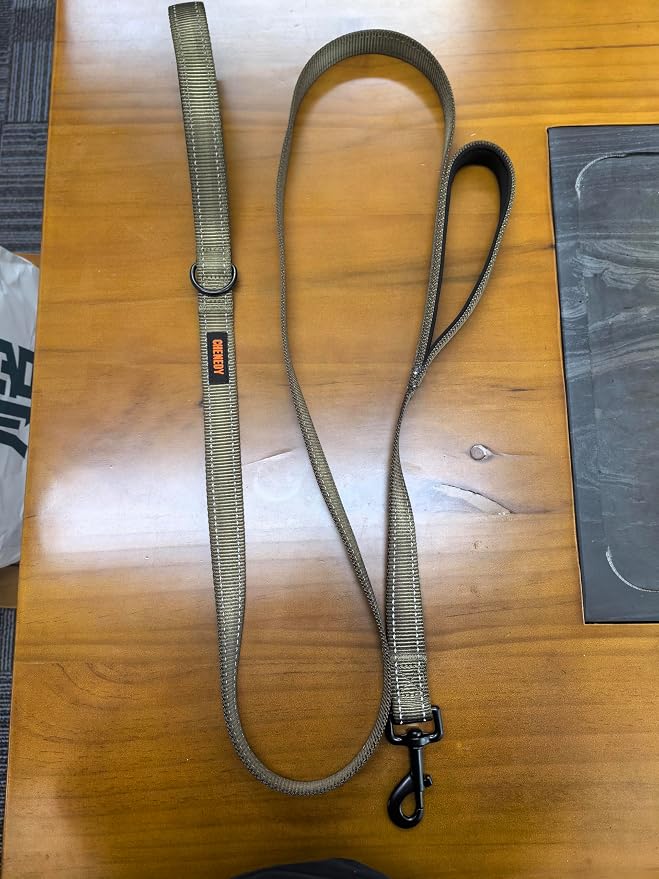 Heavy Duty Dog Leash, Leashes for Large Breed Dogs, Double Handle Dog Leash, Reflective Training Lead, Perfect for Medium to Large Dogs(5FT,Deep Green)