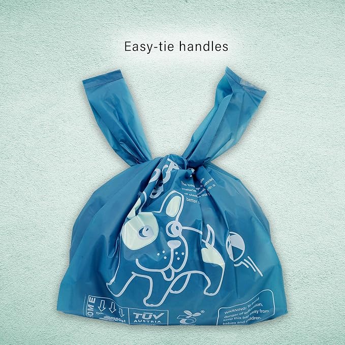Home Compostable Dog Poop Bags with Handles, Extra Thick Leak-Proof Dog Waste Bags, Unscented & Eco-Friendly, 9 x 13 inch (16 inch w/Handles), 84 Count