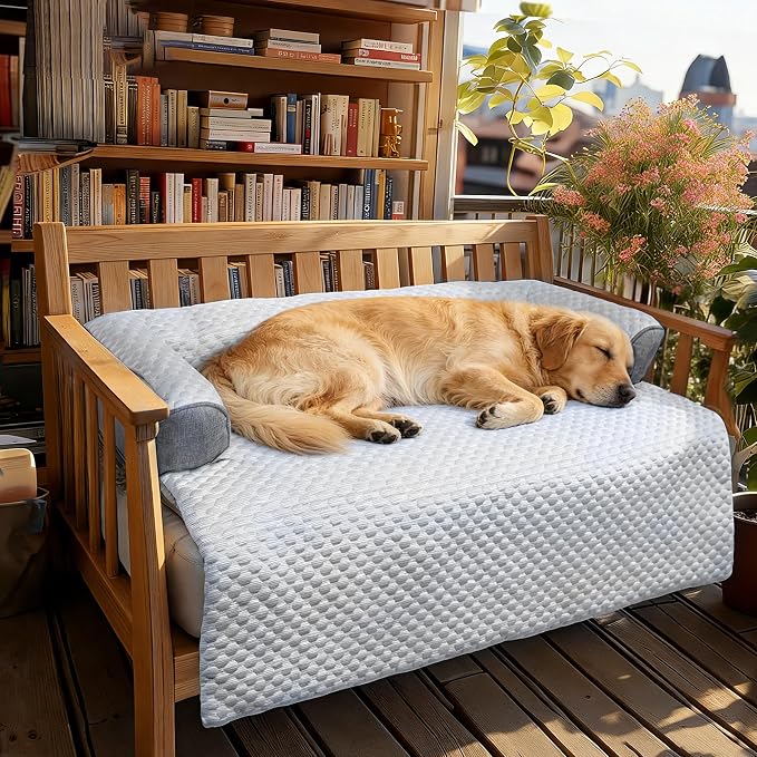 WATANIYA PET Cooling Dog Bed, Washable Cooling Mat for Large Dogs with Removable Cover, Self Cooling Couch Cover for Dog, Non-Slip Dog Couch Bed, 41x37 Inch, Grey