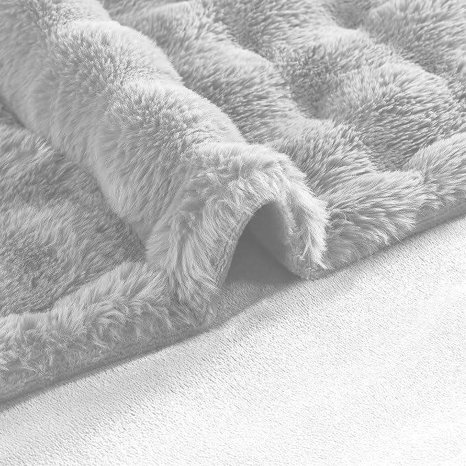 Modern Threads Water-Resistant Faux Rabbit Fur Pet Blanket for Dogs & Cats – Ultra-Soft Couch, Bed & Crate Protector, 40x50 Light Grey