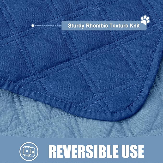 Smiry Waterproof Dog Bed Cover Pet Blanket, Soft Washable Dog Blanket for Furniture Bed Couch Sofa Reversible, Checkered (40"x70", Navy/Blue)